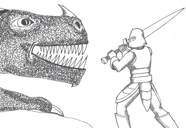 The Inquisitor did raise her mighty sword, and with a lion-hearted roar did issue her challenge, "Come at me bro!" And lo, the dragon came at her.